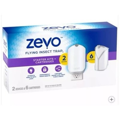 Zevo Flying Insect Trap Starter Kit, 2 Devices + 6 Refills (new)