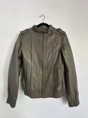 Mango Casual Sportswear Genuine Leather Bomber Jacket