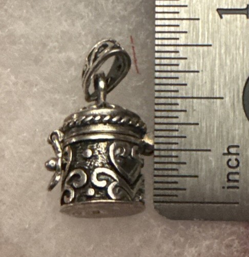 Vintage Sterling Silber Gebetsbox Anhänger, 925 Handarbeit Rund Medaillon Charm 4,5g - Bild 8 von 8