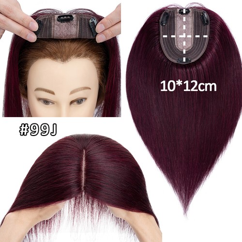 CLEARANCE 100% Remy Human Hair Topper Women Toupee Hairpiece Clip In Silk Base - Picture 39 of 56