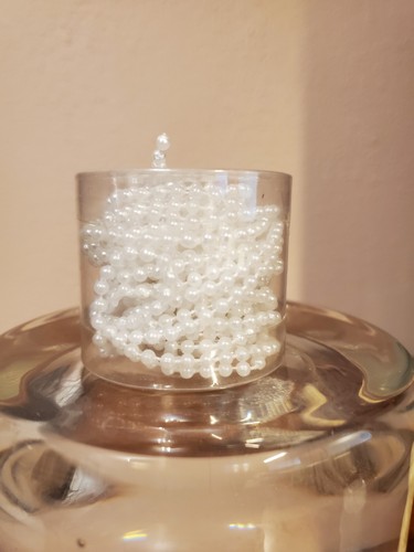 Faux Pearl Plastic Beads String White, Ivory or Silver - 3mm or 4mm - 5 yards - Picture 2 of 17