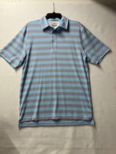Straight Down Striped Golf Polo Shirt Men s Size Medium Blue Performance Champ