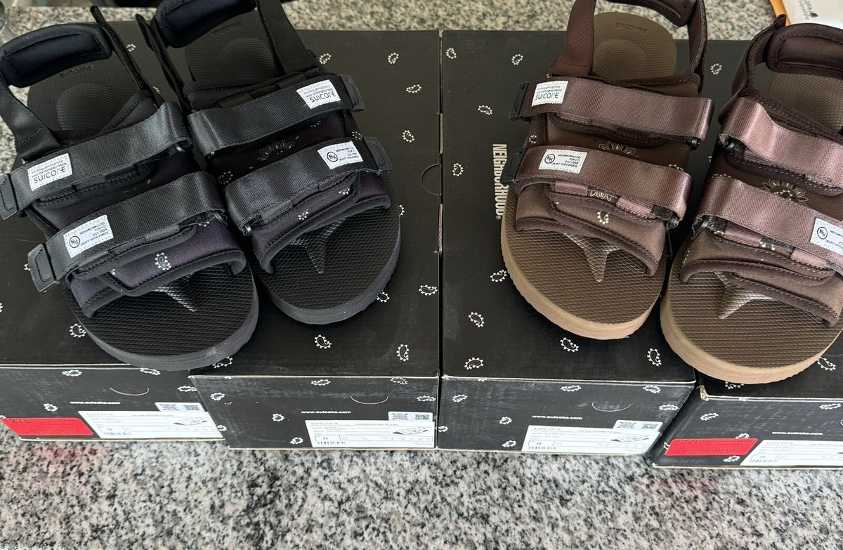 NEW MENS NEIGHBORHOOD SUICOKE MOTO SANDALS BLACK OR BROWN SZ