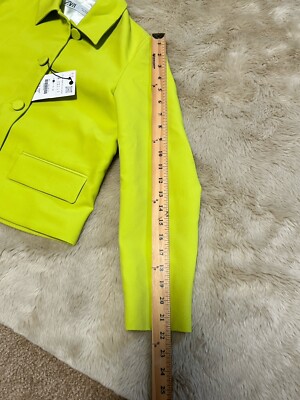 ZARA SS24 WOMEN SZ. S CROP JACKET BLAZER LIME GREEN : 2853