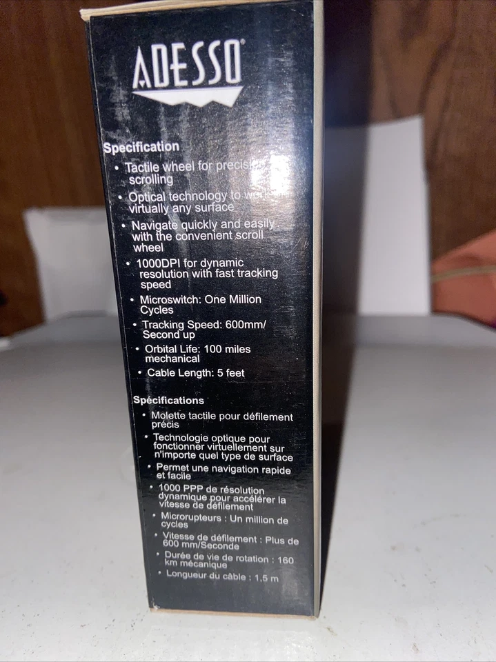 Adesso HC-3003PS Black 3-Button Optical Scrolling PS/2 PC Computer Mouse NIB - Image 4 of 4