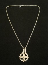 925 Sterling Silver Cubic Zirconia Heart Necklace 16- 18" Long  7.61 Grams