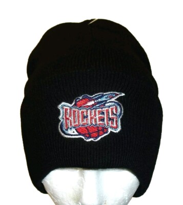 Houston Rockets Vintage 90s Black Color Mens Adult Cuffed Beanie Winter Hat New