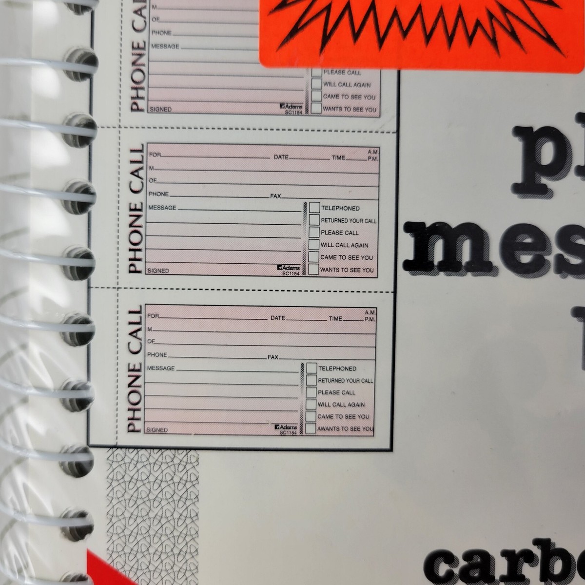 Spiral Bound Phone Message Book 5 1/2