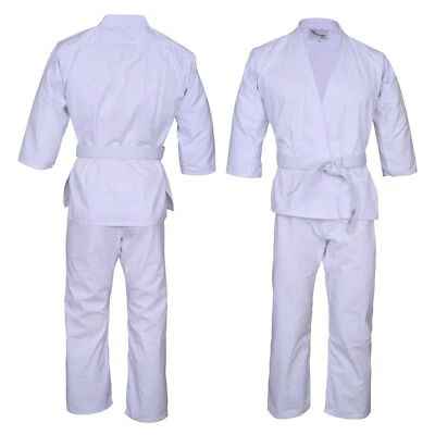 NORMAN Leicht Karate Gi Anzug mit Weißem Gürtel 160-210 CM Weiß/Schwarz/Rot/Blau - Bild 1 von 3