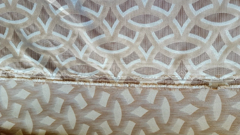1-1/2 yds Circle Geometric Gold Beige Glitzy Fabric Upholstery Home Decor Woven - Image 2 of 4