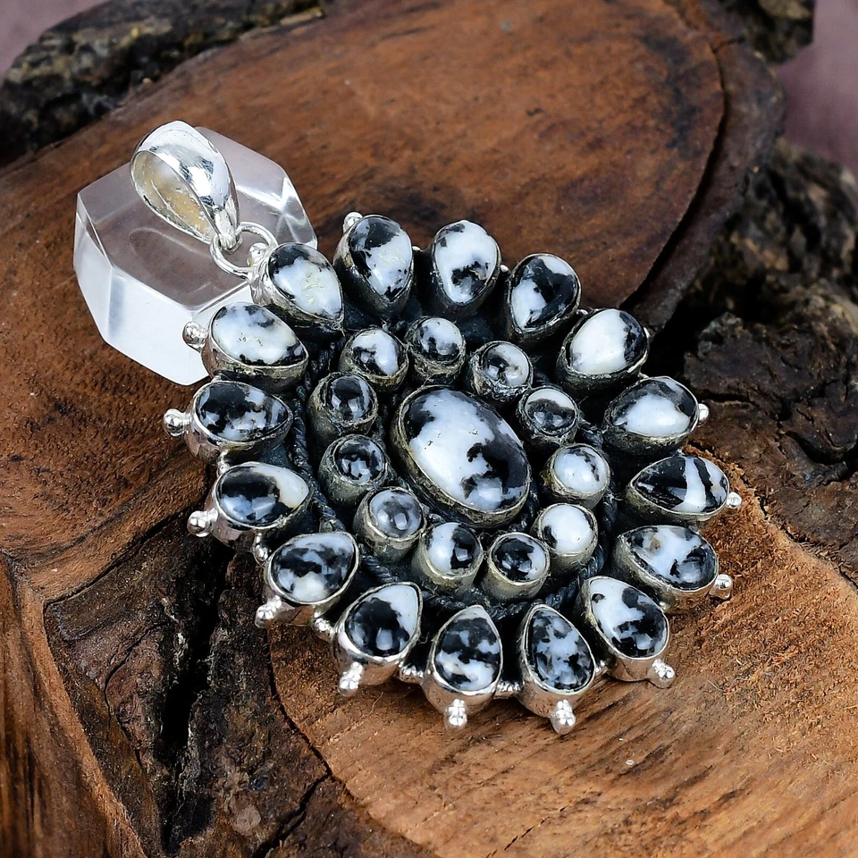 Colgante Navajo Hecho a Mano Plata Esterlina Turquesa Búfalo Blanco 2.75" Foto 3 de 4