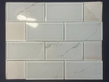 M05N White/Gray Glass Rectangle Mosaic Tile Kitchen Bathroom Backsplash