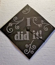 Graduation Cap Hat Topper Faux Pearl Design "I DID IT !" Extra Special Graduate