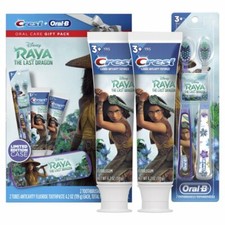 Crest  Oral-B Kids Disney's Raya Set Gift Pack 2 Brushes  2 4.2 Oz Toothpaste