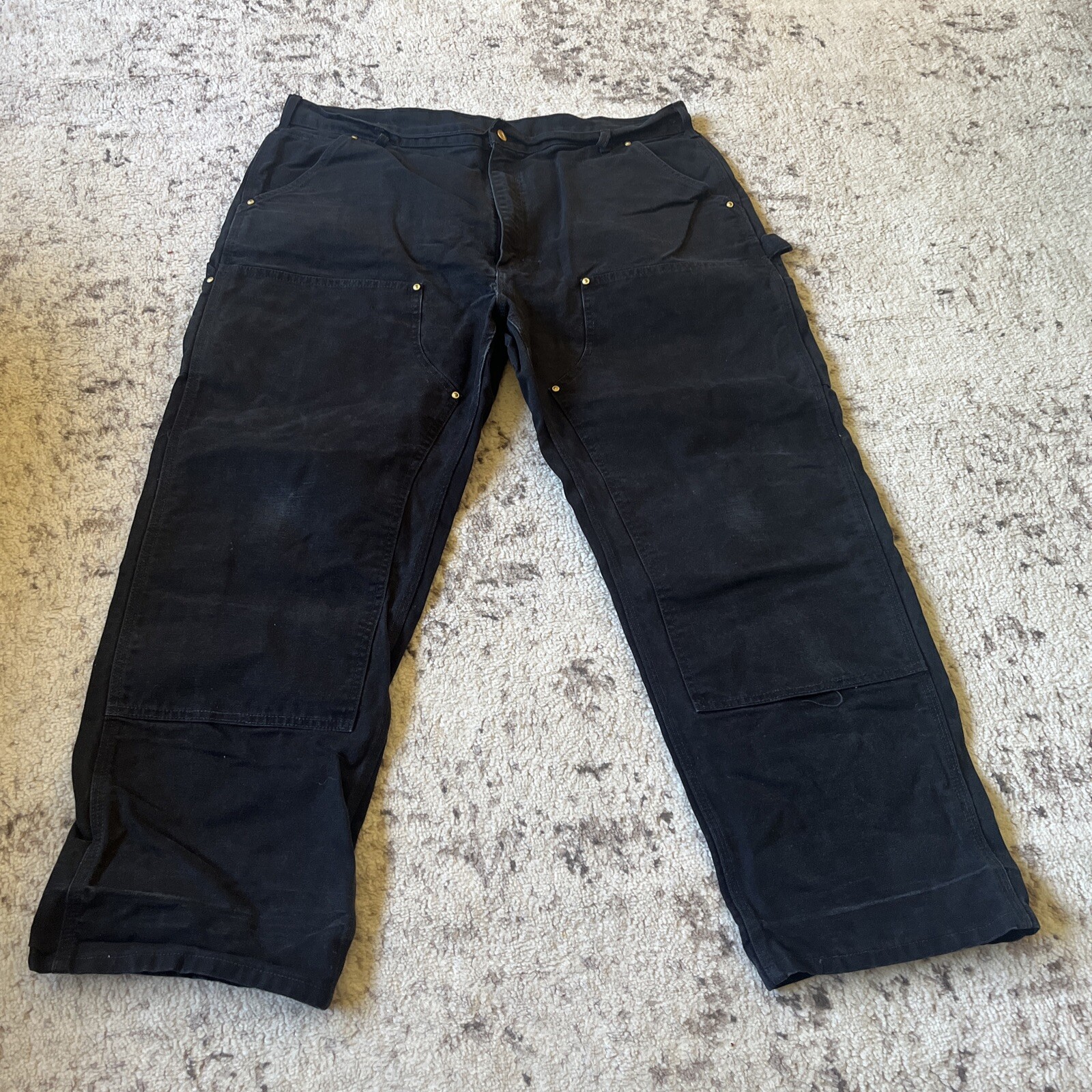 Carhartt Double Knee Work Pants 42x30 Black Canvas Du… Gem