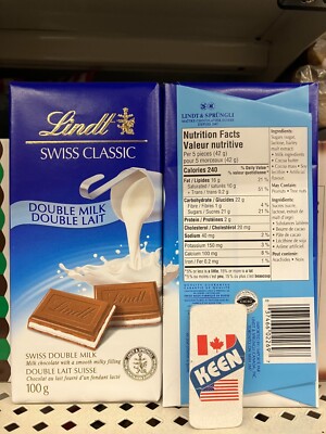 AiWaWa CA, Lindt SWISS CLASSIC Double Milk Chocolate Bar, 100 g