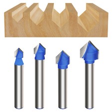 4STK V Nut Fräser 1/4" Schaft 90 Grad CNC Gravur Nutfräser für Holzbearbeitung