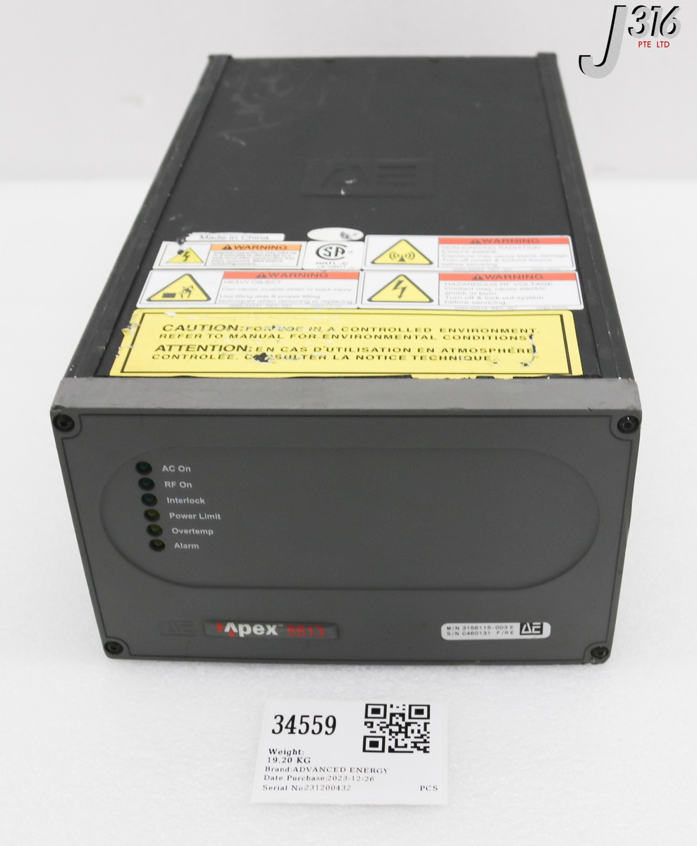 34559 ADVANCED ENERGY RF GEN, APEX 5513, 5.5KW 13.56MHZ (WORKING
