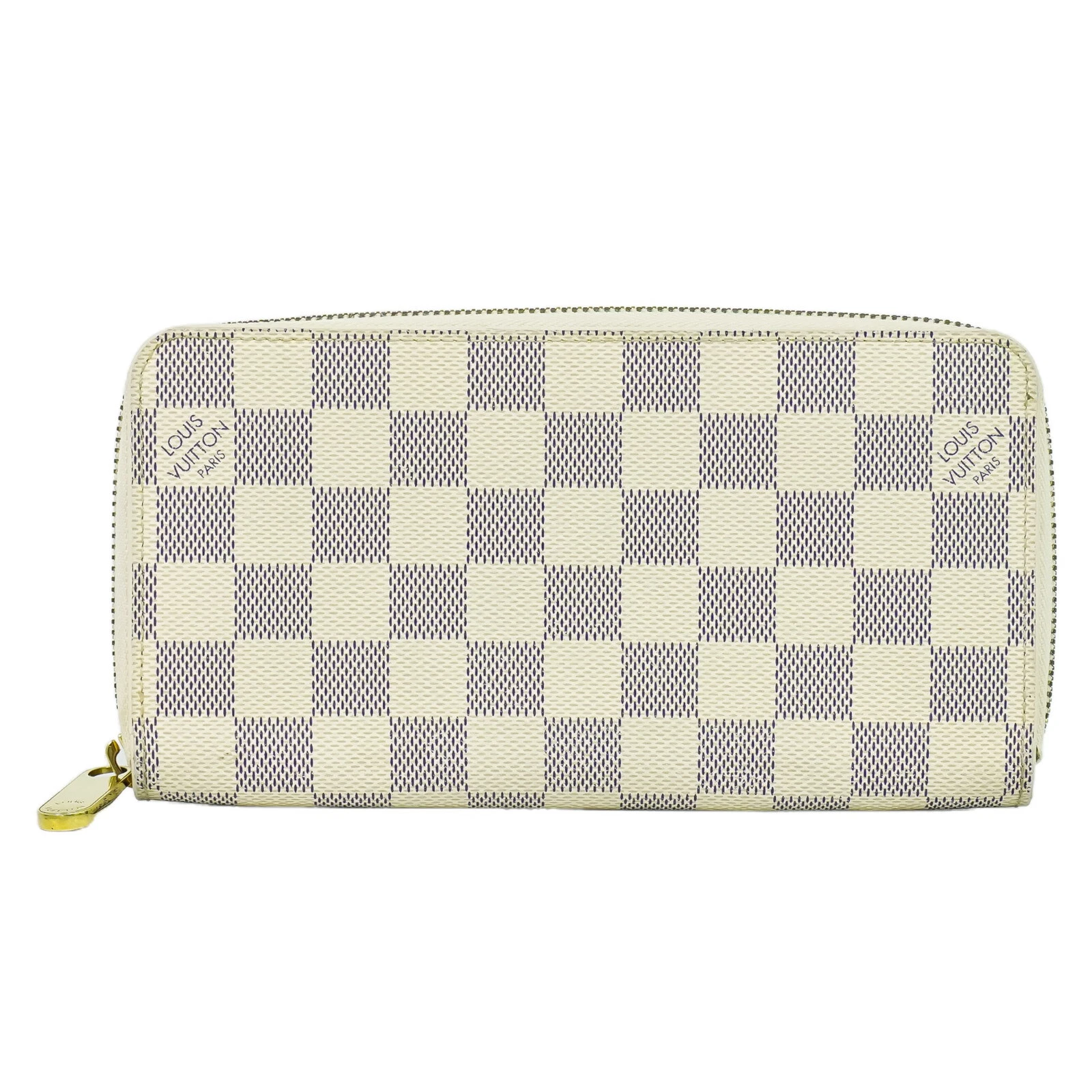 LOUIS VUITTON（LV） Louis Vuitton Portafoglio Zippy N41660 Damier Tela Azzurra Bianco