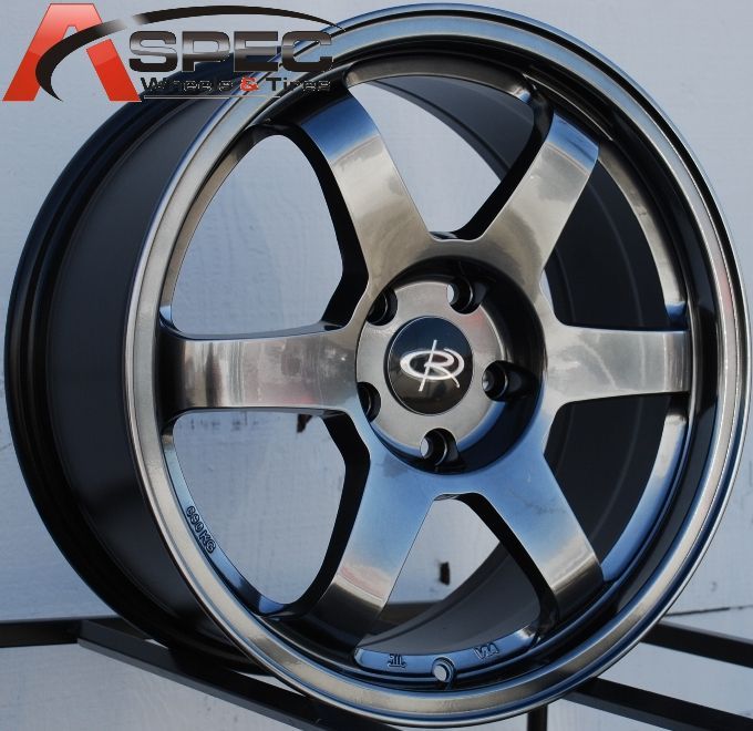 17X8 +44 ROTA GRID 5X114.3 HYPER BLACK RIM Fits Crz Prelude