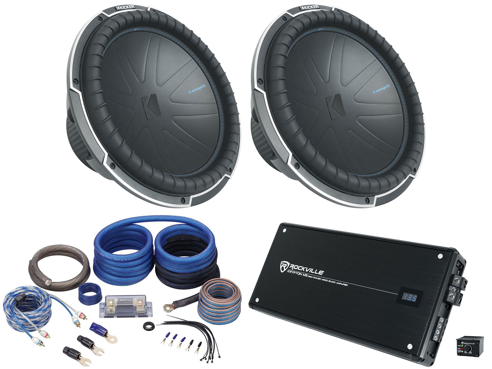 2 Сабвуфера Kicker 51CWQ154 COMP Q 15 мощностью 1200 Вт моноусилитель Комплект усилителей CWQ154 154190₽