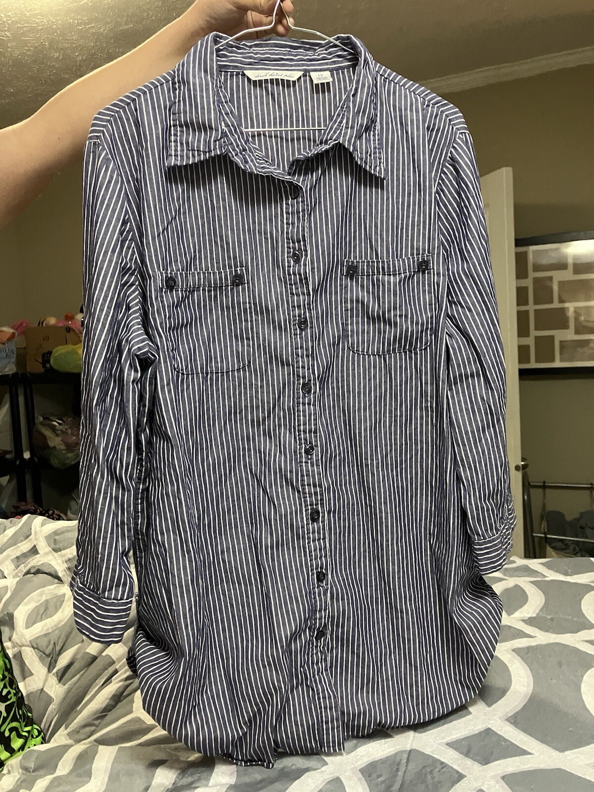 Blue Striped Button Down Derek Heart Plus Blouse … - image 2