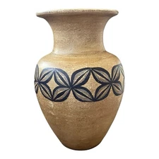 Primitive Style Vase 10” Rustic Earthenware Handcrafted Boho Folk Decor Clay