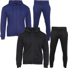 Mens Polyester Tracksuit Premium Style Joggers Bottom Zip Hoodie Panel