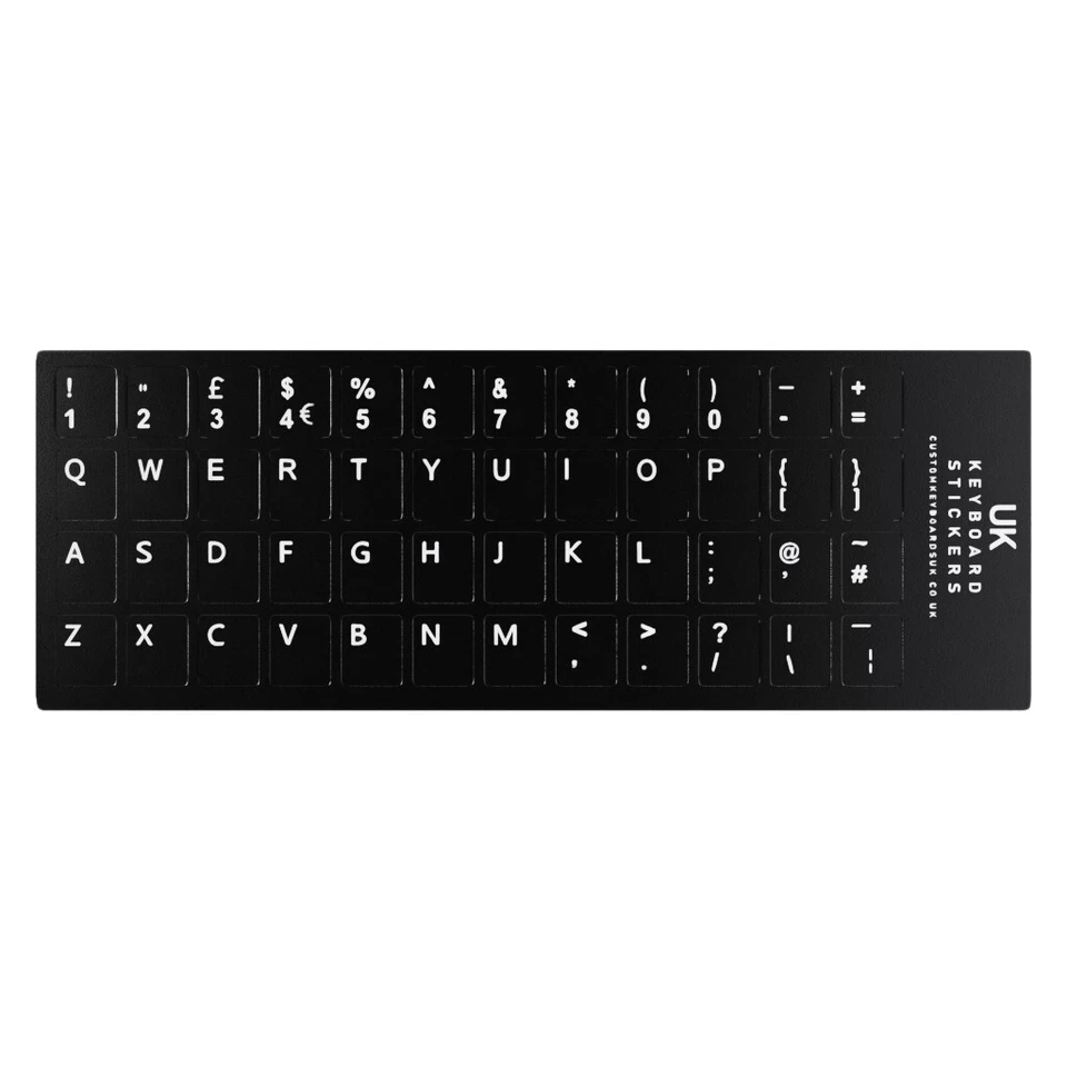 UK ENGLISH KEYBOARD STICKERS Black QWERTY Keyboard Desktop, Laptop, Computer, PC - Image 2 of 4