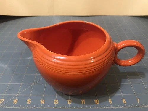VINTAGE RED FIESTA "O" RING HANDLE MILK PITCHER - FIESTAWARE