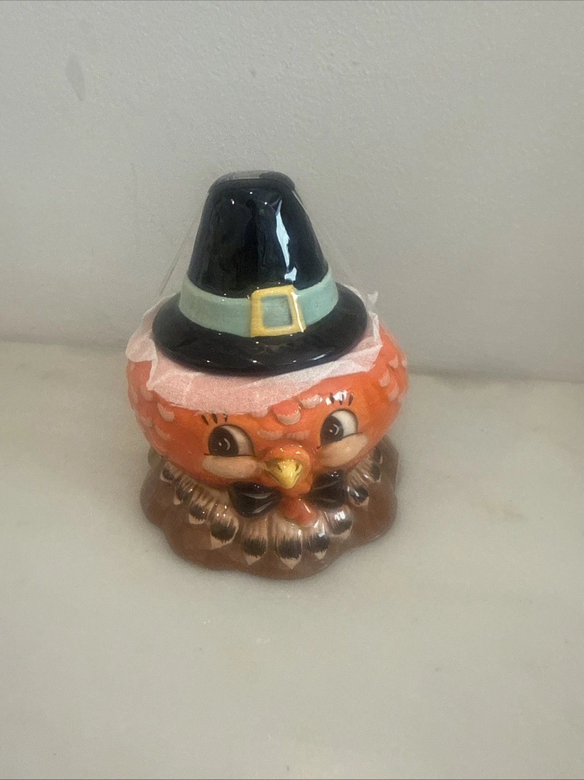 Johanna Parker Thanksgiving Turkey Canister Jar Pilgrim Hat Critter Bowl HTF 4”
