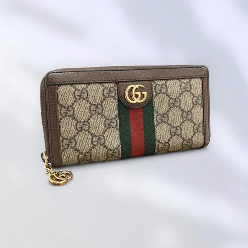Portefeuille long Gucci Ophidia GG Supreme PVC cuir beige 523154 Sherry Line d'occasion