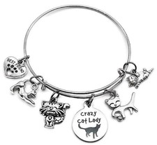 Cat Bracelet Pets Lover Kitty Crazy Lady Cat Mom Gift Best Friend Paw Print Bang