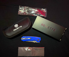 Remette Rhino Pocket Knife G10 Handle D2 Blade Button Liner Lock Blue Bnib Remette Rhino Pocket Knife G10 Handle D2 Blade Button Liner Lock Blue Bnib