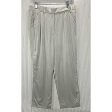 Escada Grey Pinstripe Virgin Wool Silk Trousers Pants Size 42