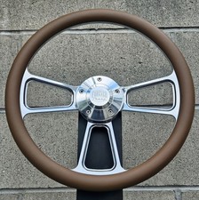 14 Steering Wheel W Tan Half Wrap Fs Horn Adapter For 69-94 Chevy
