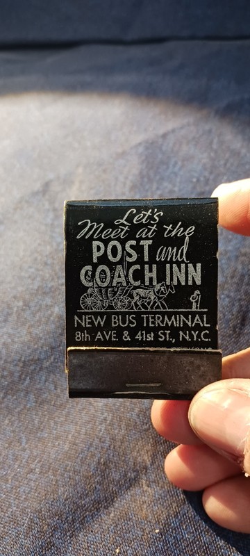 POST AND COACH INN...MANHATTAN NYC 1960S...UNSTRUCK MATCHBOOK