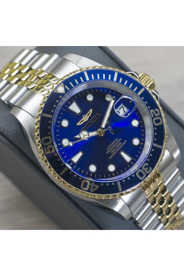 Orologio Automatico Uomo INVICTA PRO DIVER 30093 Acciaio Gold Blu Sub 200mt - Immagine 3 di 4