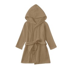 TADO MUSLIN Toddler Bathrobe, Lightweight Cover-Up for Kids 4-6X, Light Brown