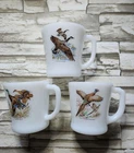 3 Vintage Fire King Game Birds Coffee Mugs with D Handle Mallard Goose Pheasant