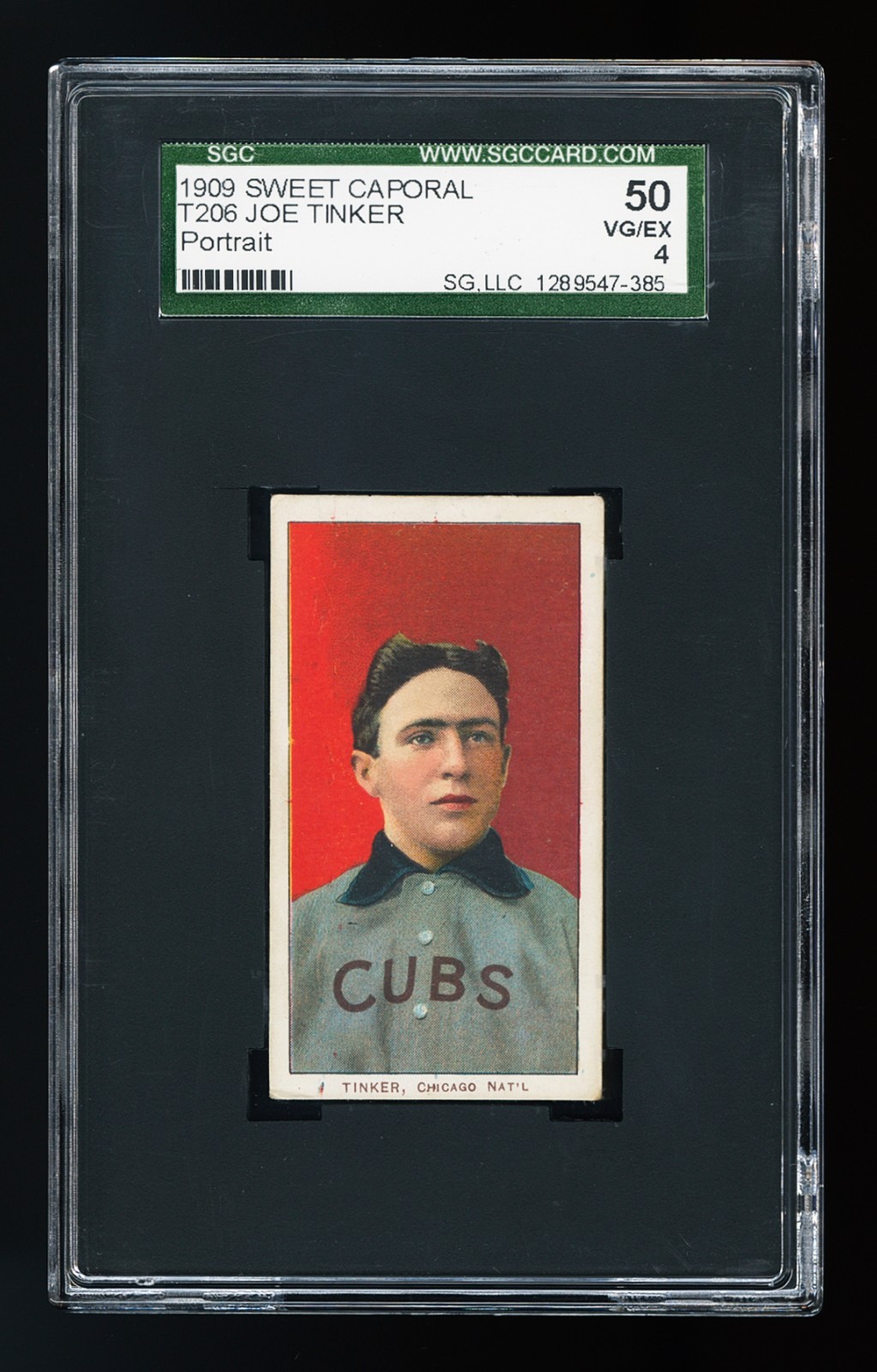 1909 T206 Joe Tinker Portrait - Firecracker print mark variation - SGC 4+