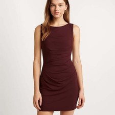 Express Ruched Draped Sheath Burgundy Women's Dress Size 4 Y2K Cocktail Party
