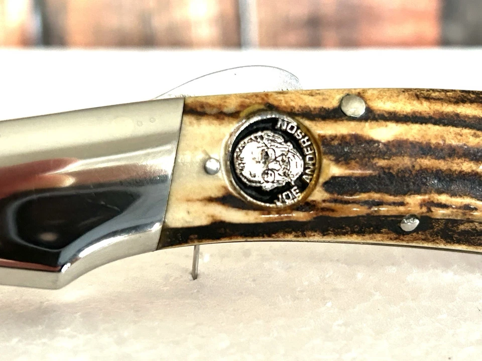 CUSTOM FOLDING KNIFE "JOE ANDERSON" STAG, LOUISVILLE, KY FOLDER - Image 3 of 4