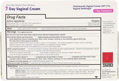 Taro Clotrimazole 7 Vaginal Cream - 45g Pack Of 2 For Yeast Infection Relief