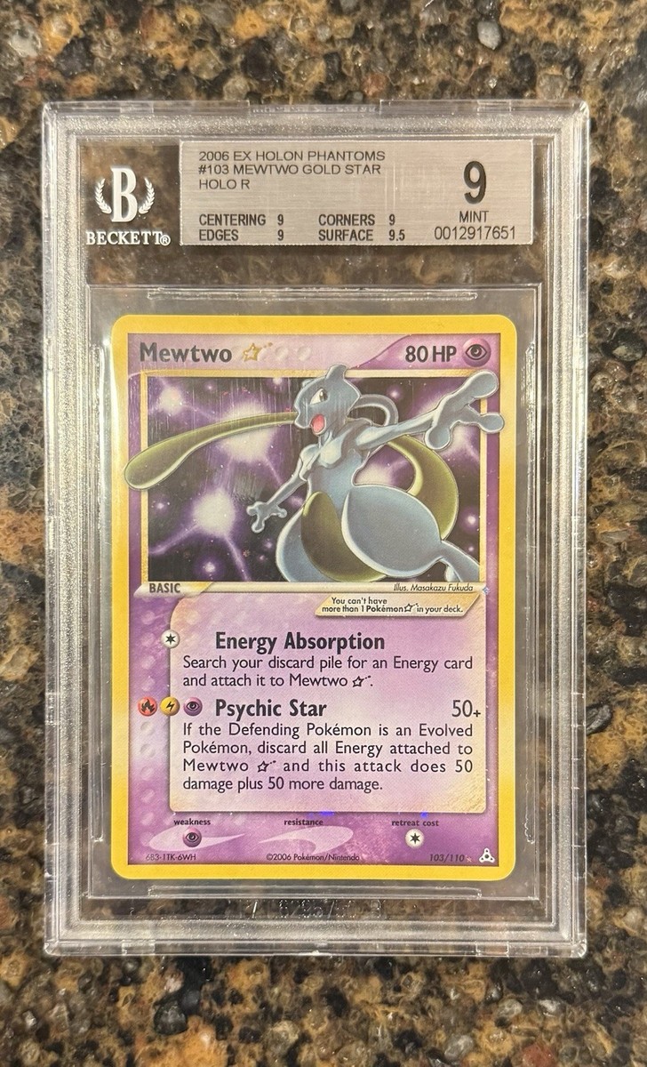 Pokemon Mewtwo Gold Star EX Holon Phantoms Holo Ultra Rare #103