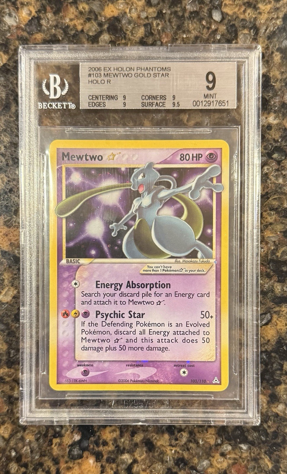 Pokemon Mewtwo Gold Star EX Holon Phantoms Holo Ultra Rare #103 BGS 9 Mint