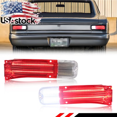 Set Red LED Tail Backup Light & White Backup Lamp Lenses For 1966 Chevy Chevelle