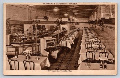 Muirhead's Cafeteria Toronto Yonge St. Vintage Postcard Canada Dining Hall