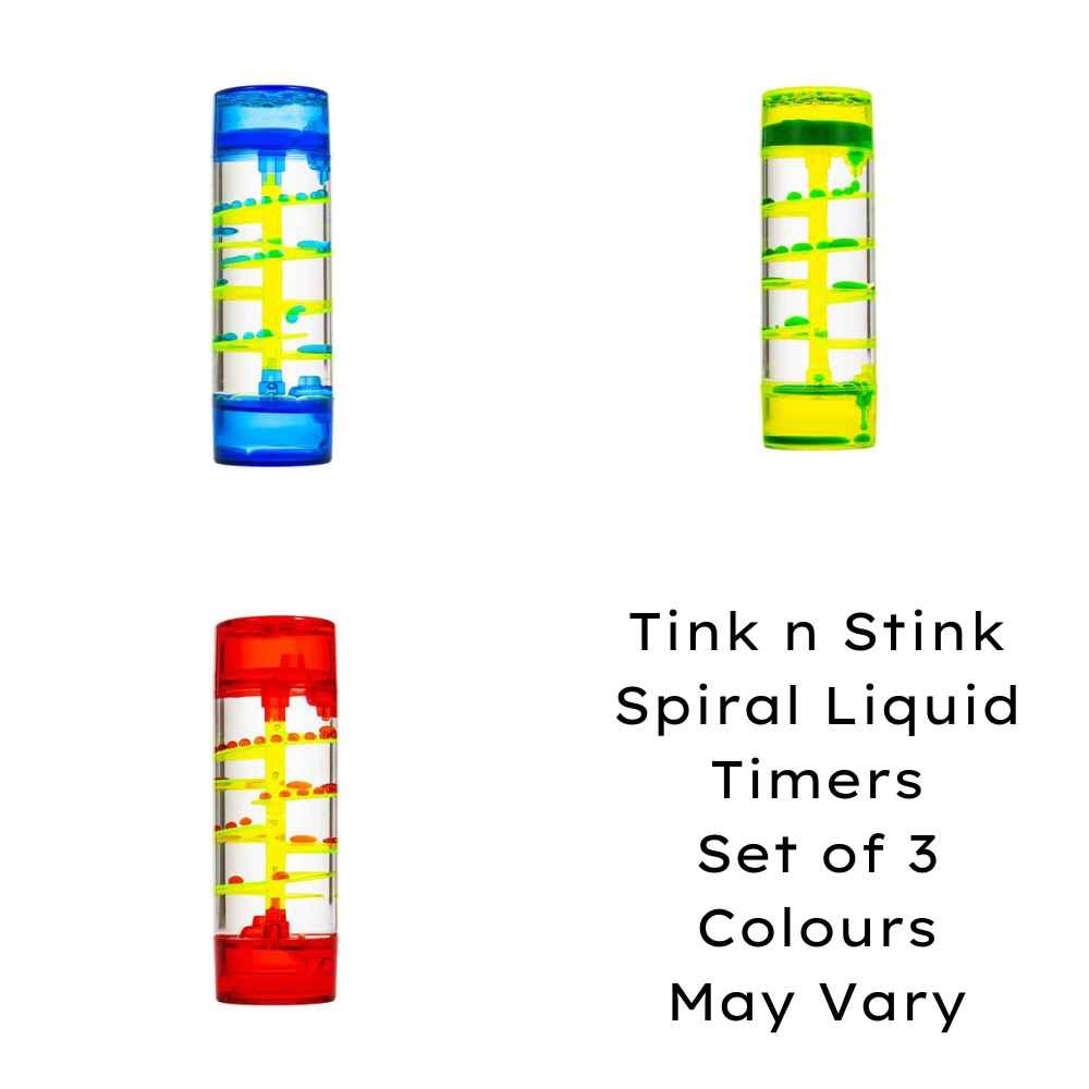 Sensory Liquid Timer Spiral Set of 3 Mixed Calming Visual Motion SEN ASD ADHD