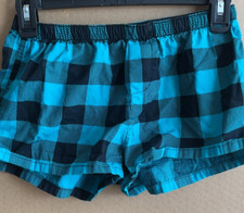 YOUTH DR SUESS PAJAMA SHORTS XS BLUE PLAID